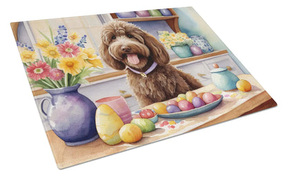 Decorating Easter Labradoodle Glass Cutting Board