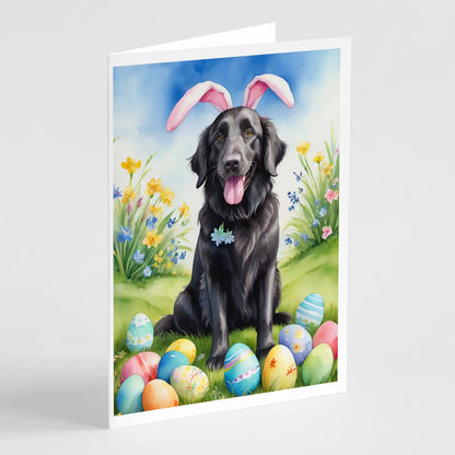Flat-Coated Retriever Easter Egg Hunt Greeting Cards Pack of 8