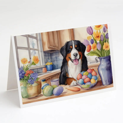 Decorating Easter Bernese Mountain Dog Greeting Cards Pack of 8