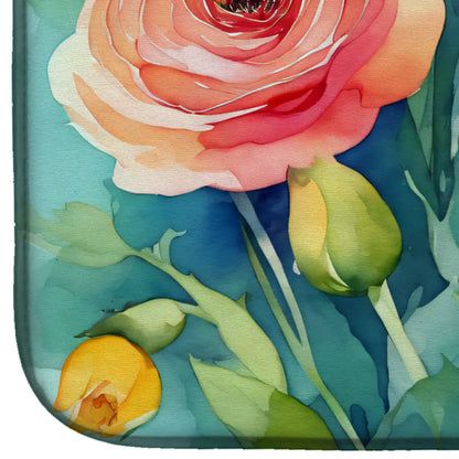 Ranunculus in Watercolor Dish Drying Mat