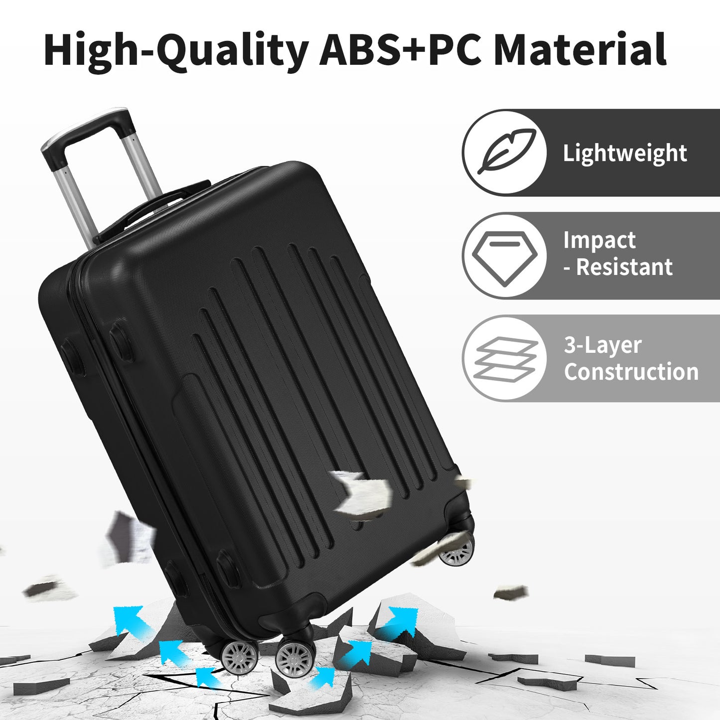 Three In One ABS PC Suitcase 20in 24in 28in Suitcase