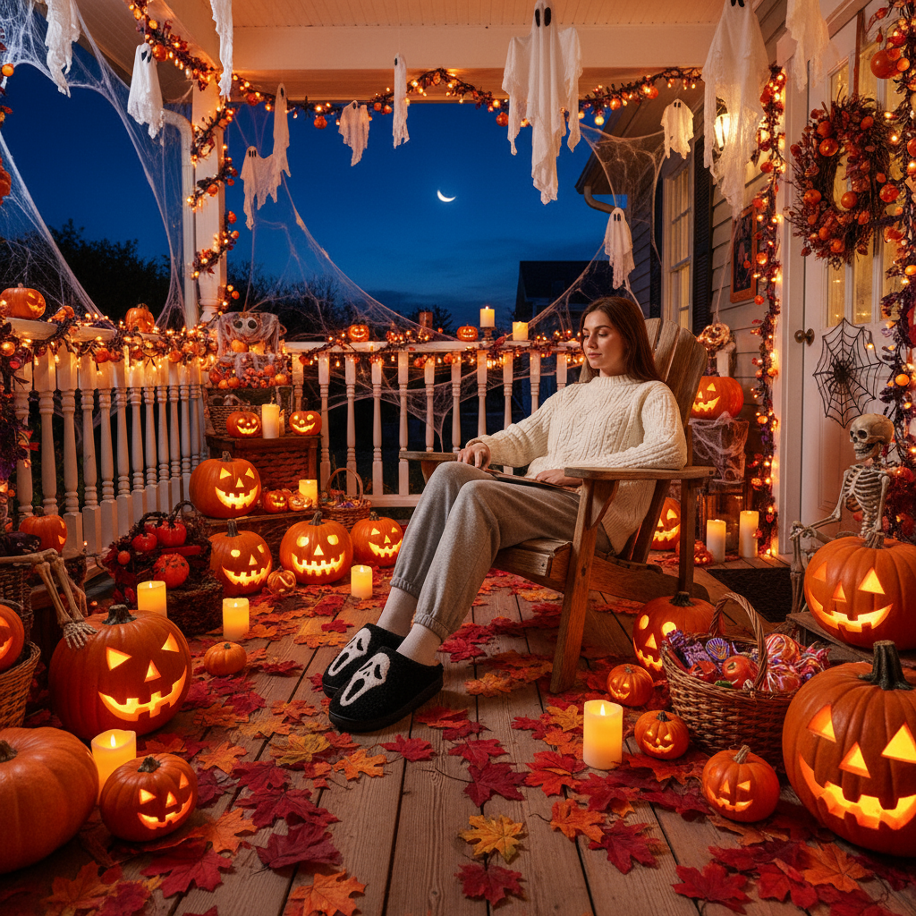 Halloween Skull Cartoon Print  Warm Winter, For Men Women Home Shoes Indoor Cotton Slippers