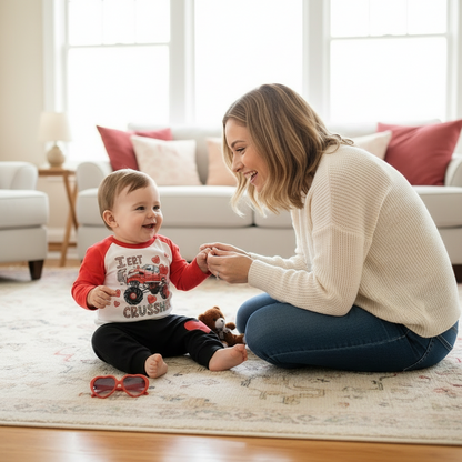 2pcs Baby Boy's 'Heart Crusher' Print Valentine's Day Set, Long Sleeve T Shirt Top & Black Heart Print Pants