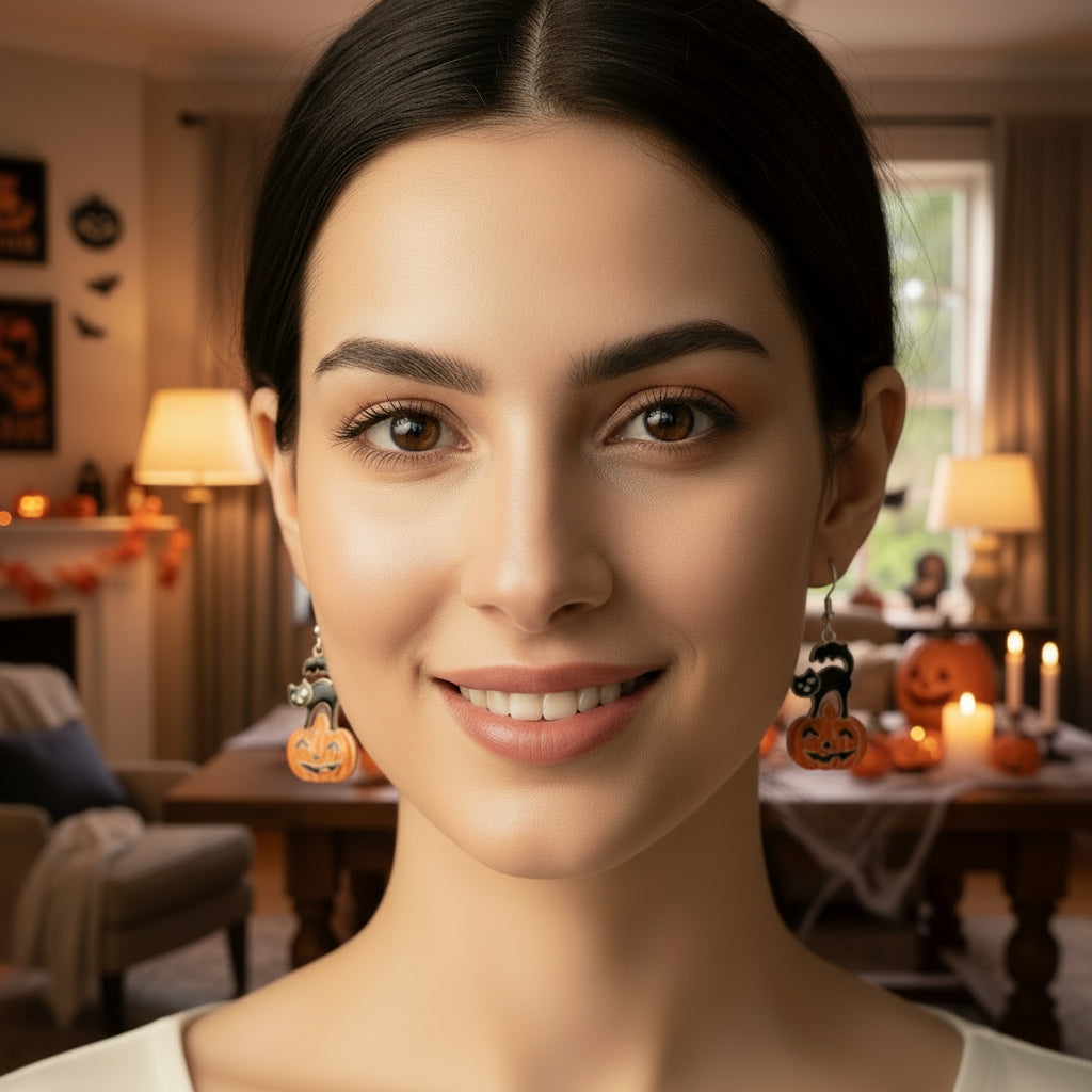 Halloween Funny Earrings Female Personality Ghost Pumpkin Bat Cartoon