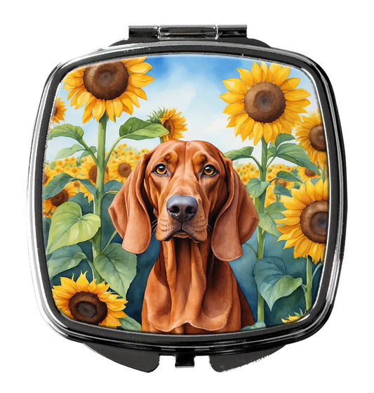 Redbone Coonhound in Sunflowers Compact Mirror