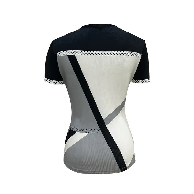 Women's Color Block Zipper T-Shirt, Casual Short Sleeve Summer Top