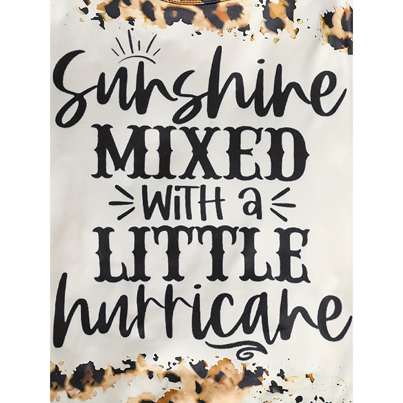 Toddler Girls Fall Winter Outfits Leopard Letter Print Crewneck Long Sleeve Sweatshirt Top & Sweatpants 2 Piece Clothing Set