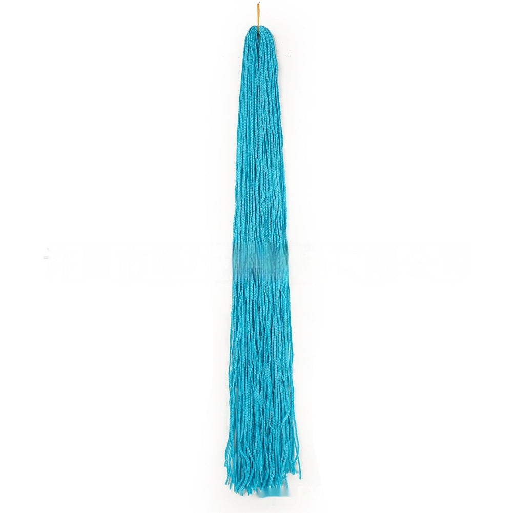 Teal braided crochet hair extension bundle with long straight strands