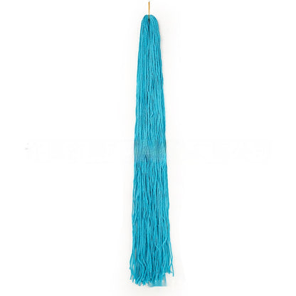Teal braided crochet hair extension bundle with long straight strands