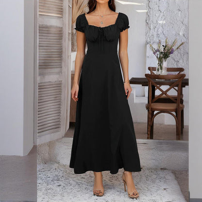 Women's Bohemian Backless Maxi Flowy Ruffled Beach With Adjustable Belt Summer Vacation Boho Dress For Casual Outings