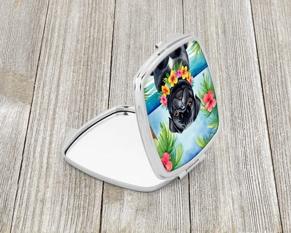 Black Pug Luau Compact Mirror