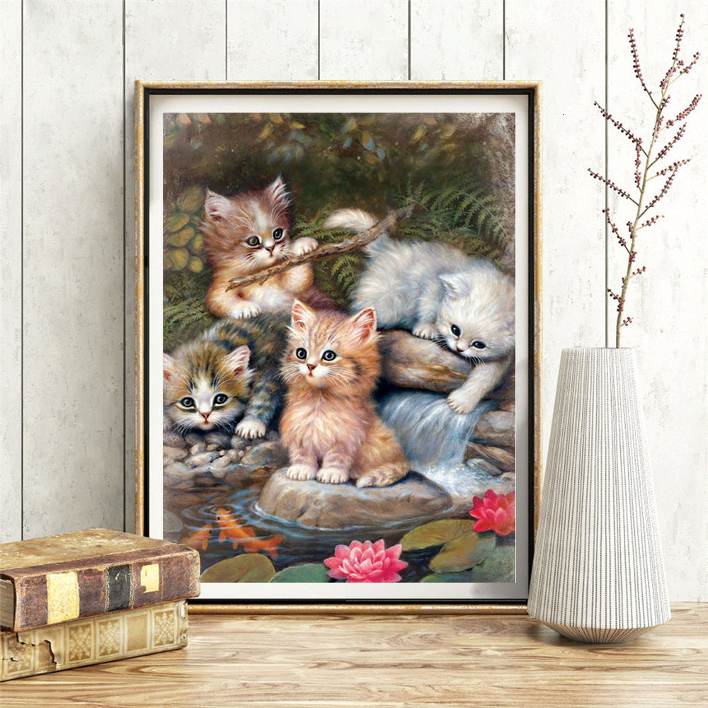 Square Full Diamond Art Cats