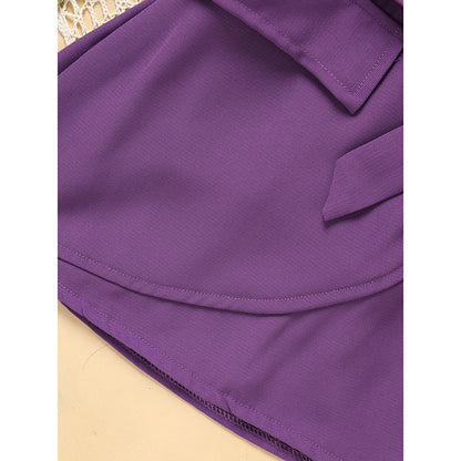 Toddler Girl Purple Rose Print Girls Outfit, Spring Fall Stripe Top With Belt Skirts Set Holiday Going Out Clothes