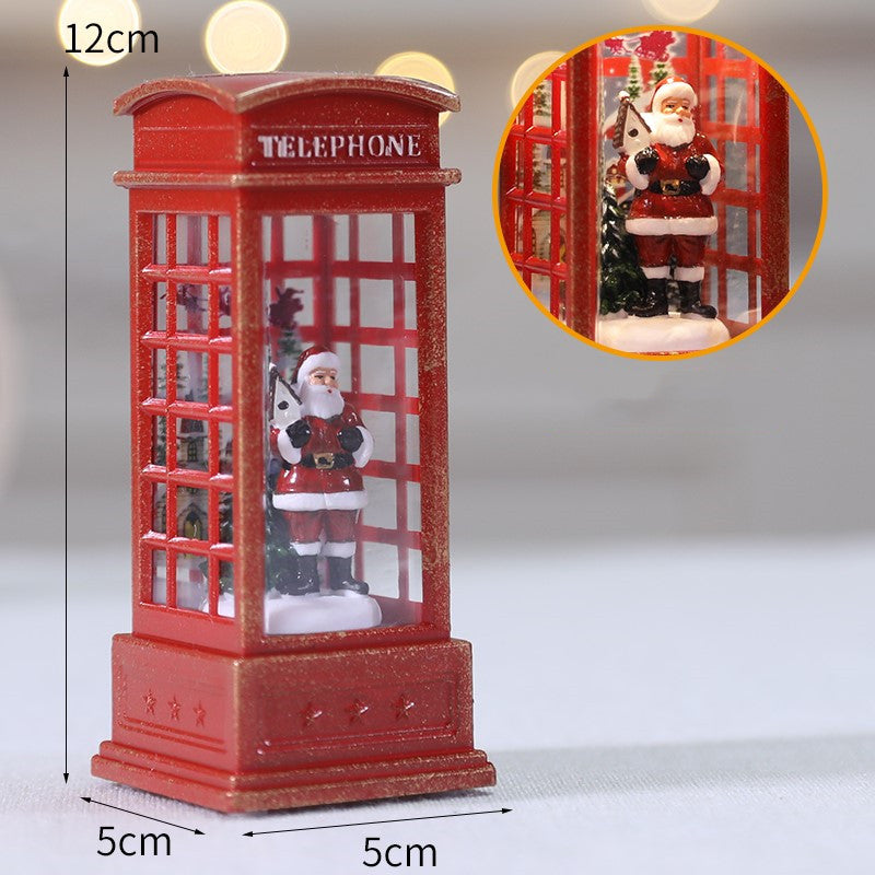 Christmas Telephone Booth Old Man Small Oil Lamp Ornaments