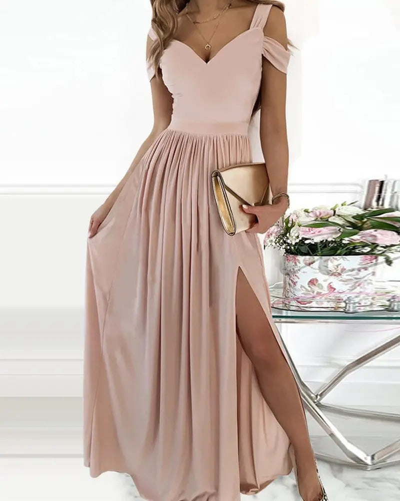 Long Floor Length Elegant Pleated Dress