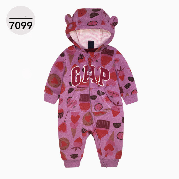 Double Layer One-piece Zipper Hooded Sweater For Children