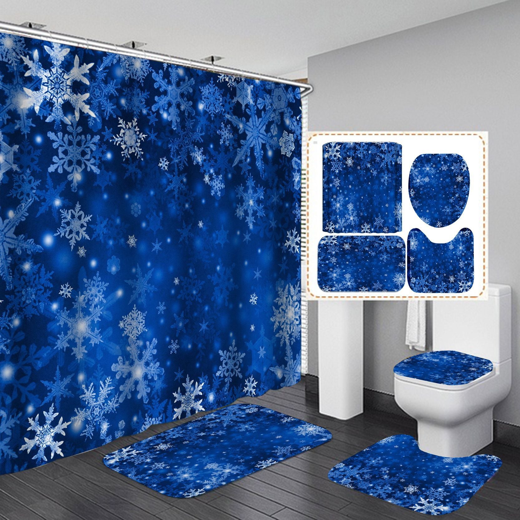 Christmas Digital Printing Waterproof Polyester Shower Curtain