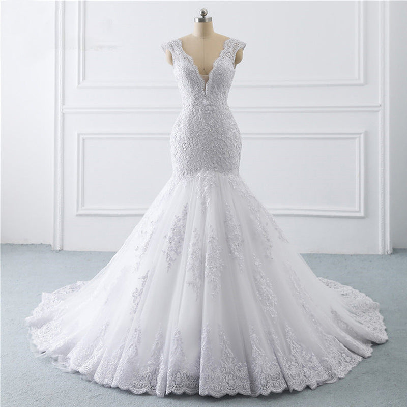 Mermaid Light Wedding Dress Sexy Trailing Luxury Thin Bride French Retro
