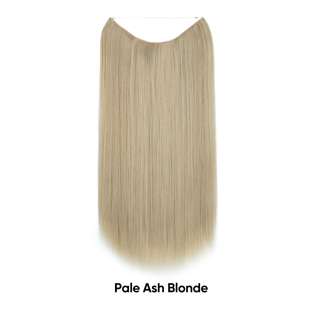 Pale ash blonde hair extension, straight one-piece fishline weft