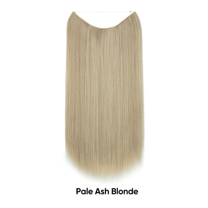 Pale ash blonde hair extension, straight one-piece fishline weft