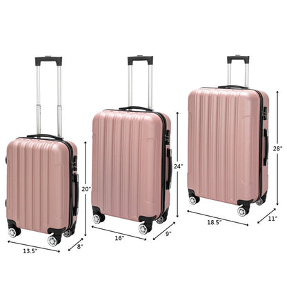 Vertical 3-in-1 Spinner Wheel With Handle Trolley Box 20in 24in 28in ABS Aluminum Alloy Fashion Color - Rose Gold