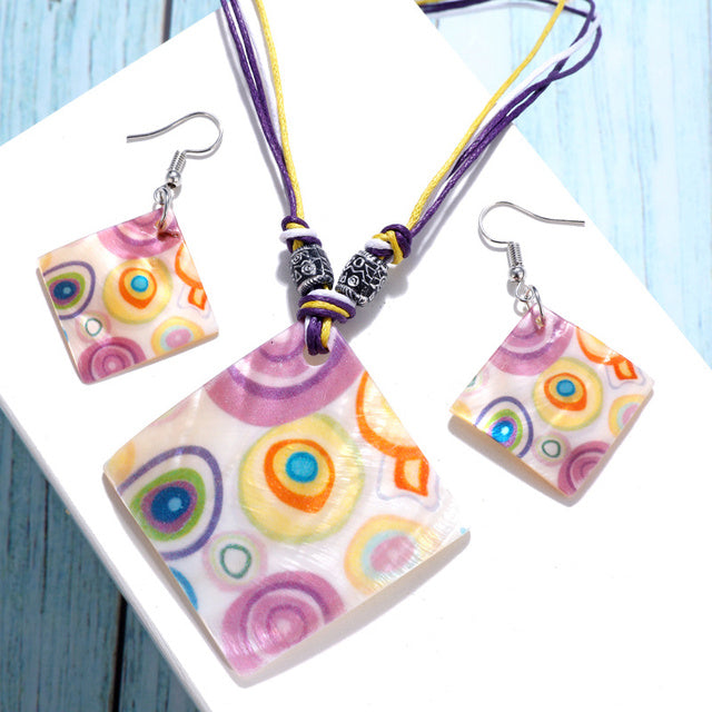 Fashion Jewelry Set Leather Necklace Earrings