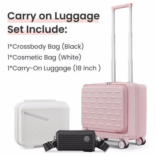 18 Inch Carry On Luggage, Three Pieces