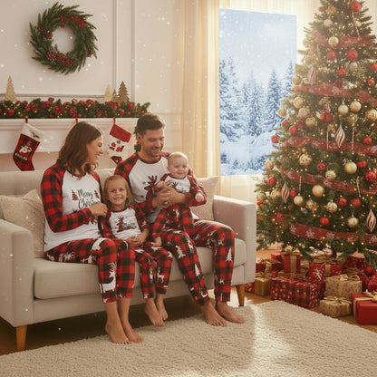 Christmas Deer Print Sleepwear Pajamas Parent-child Set