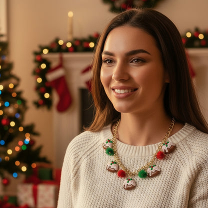 New Christmas Tree Bell Santa Claus Necklace Creative Personalized Pendant Clavicle Chain Jewelry