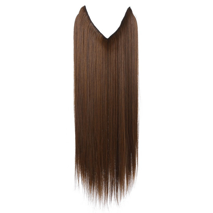 Women's straight one-piece hair extension, dark brown with subtle lighter ends
