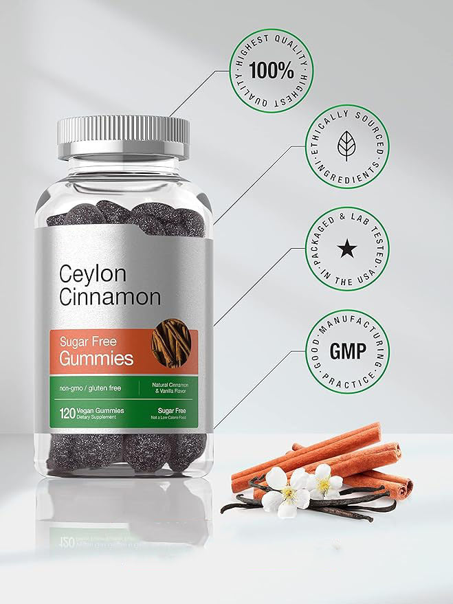Ceylon cinnamon sugar-free gummy bottle with 100% quality and GMP seals