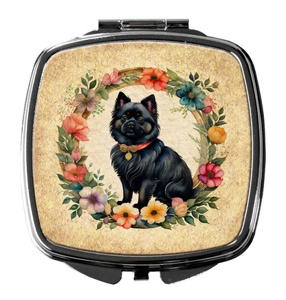 German Spitz and Flowers Compact Mirror