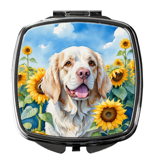 Clumber Spaniel in Sunflowers Compact Mirror