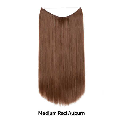 Medium red auburn hair extension, straight one-piece fishline weft