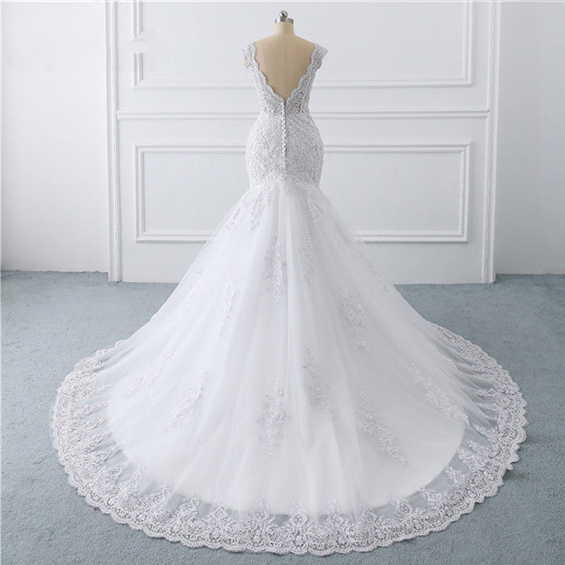 Mermaid Light Wedding Dress Sexy Trailing Luxury Thin Bride French Retro