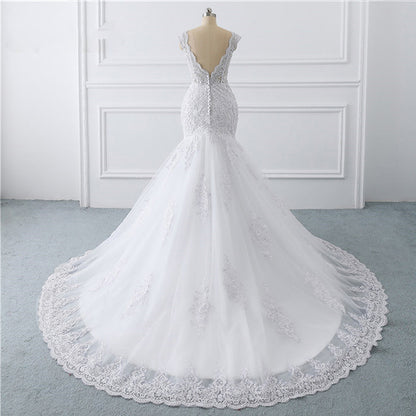Mermaid Light Wedding Dress Sexy Trailing Luxury Thin Bride French Retro