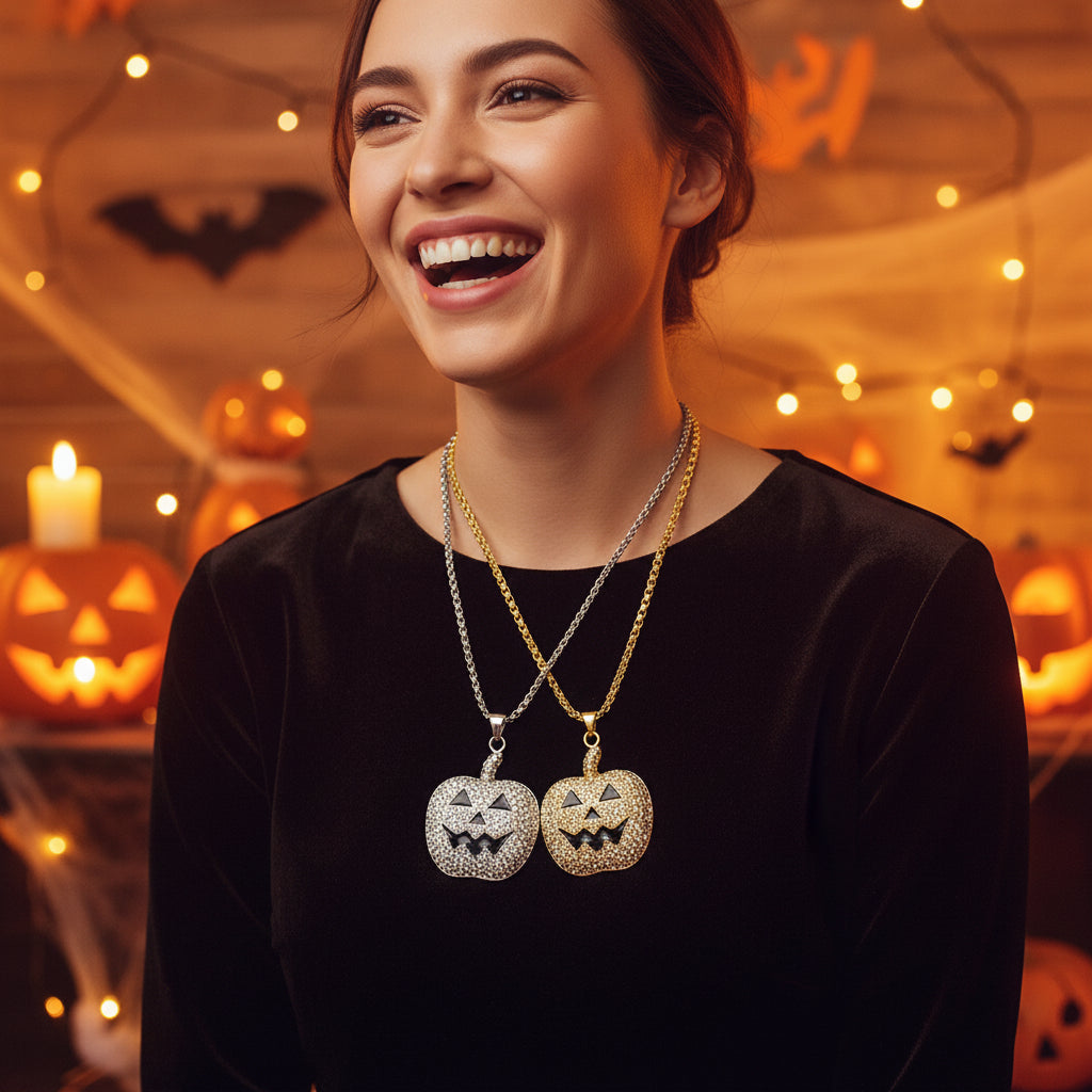 Halloween Pumpkin Ghost Shape Alloy Pendant Necklace