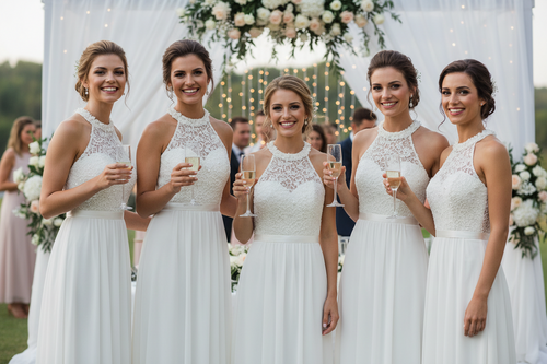 Sleeveless Halter neck Wedding Temperament Bridesmaid Dress