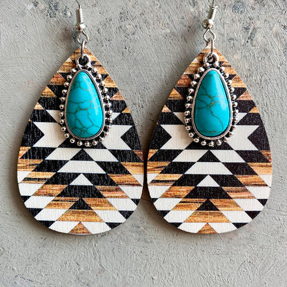Women's Turquoise Pendant Retro Ethnic Style Fashion Earrings
