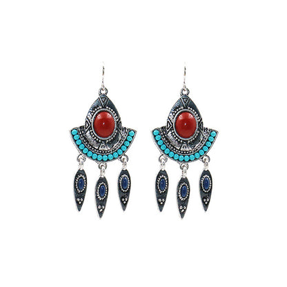 Women's Turquoise Accessories Alloy Tassel Long Earrings