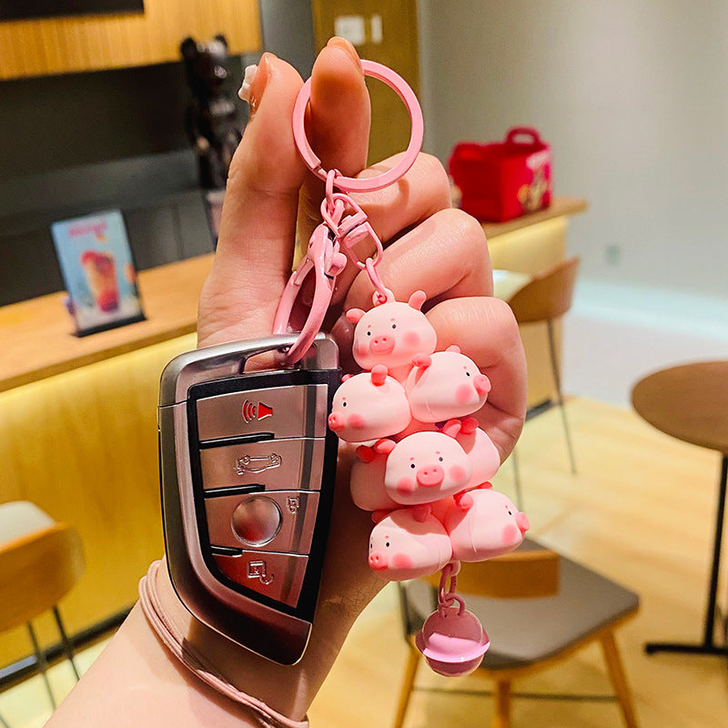 Cute Piggy Jenga Keychain Doll Pendant