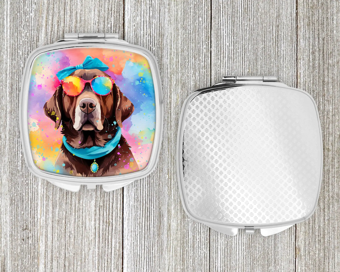 Chocolate Labrador Hippie Dawg Compact Mirror
