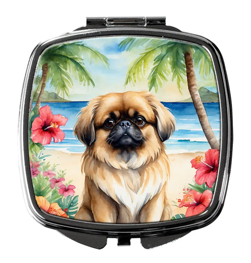 Pekingese Luau Compact Mirror