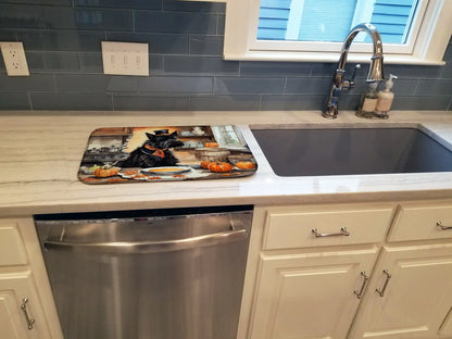 Scottish Terrier Fall Kitchen Pumpkins Dish Drying Mat