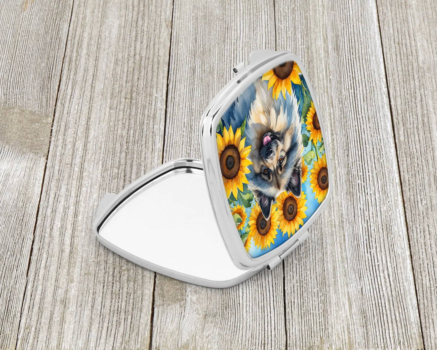 Keeshond in Sunflowers Compact Mirror