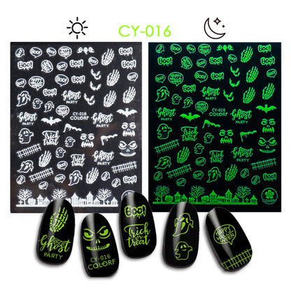 Halloween Skull Pumpkin Tree Funny Adhesive Nail Stickers