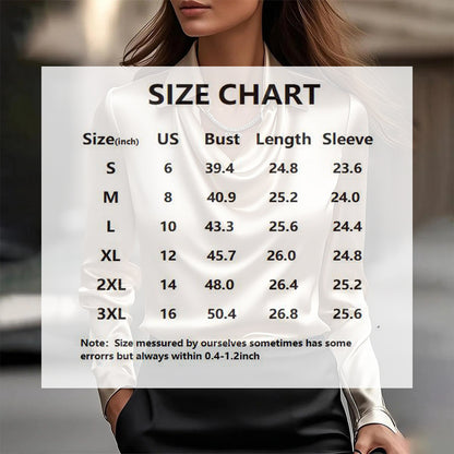 Women's Elegant Long Sleeve Blouse - Solid Color Lapel Top With Rucked Chest