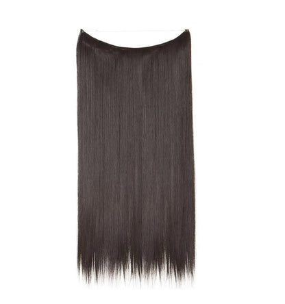 Women's straight one-piece hair extension, dark charcoal black with thin lighter tips