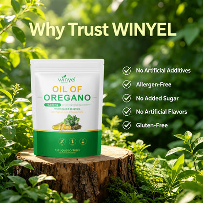 Oil of Oregano liquid softgels pouch with no artificial additives and allergen-free
