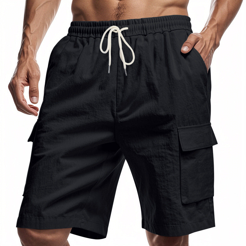 Loose And Leisure Solid Color Linen Drawstring Shorts